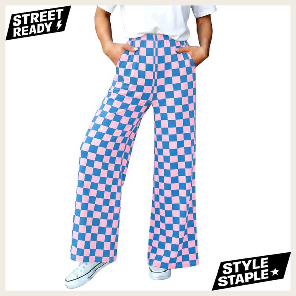 Large Wide Leg Palazzo Pants High Waisted Pockets Lounge Casual